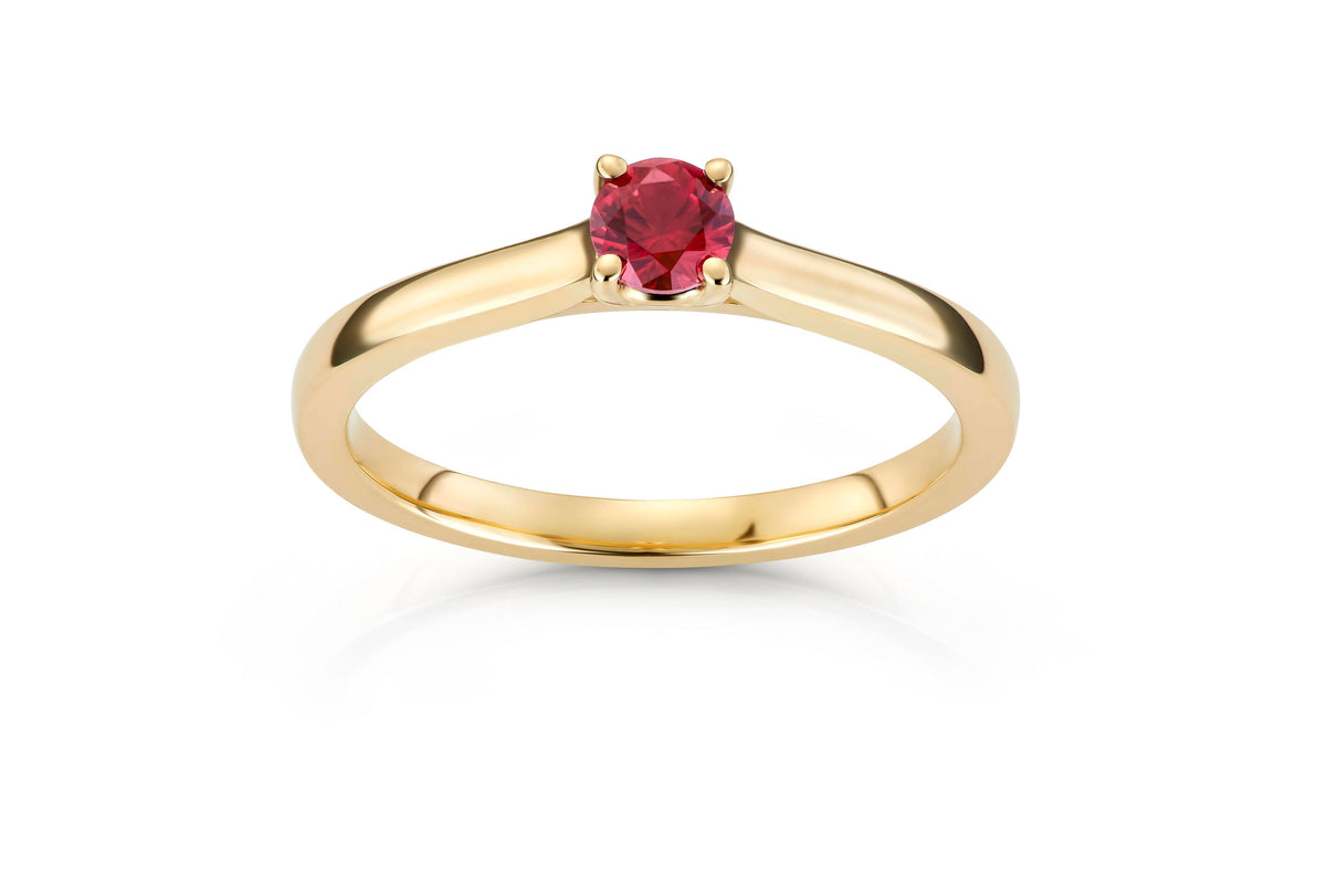 Svolder ring i 585 gull med rubin, 0,01 ct og midtsten 0,30 ct, bilde 2 av 2