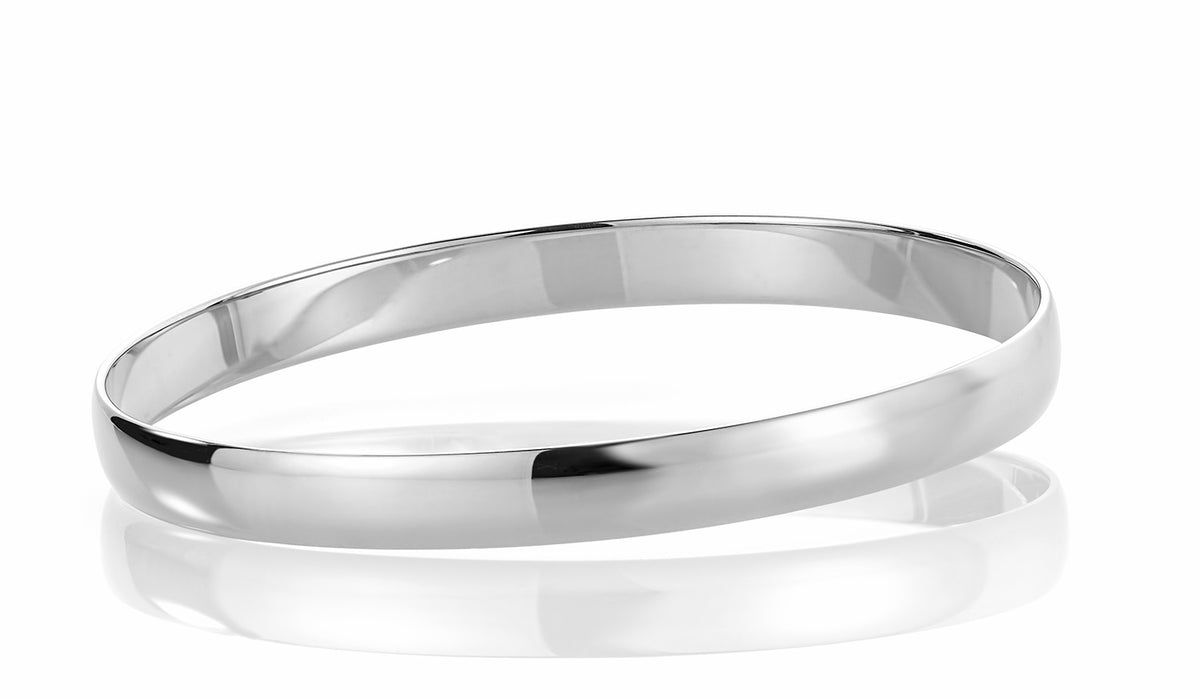 Armring i 585 hvitt gull med buet profil, 7 mm, størrelse 71