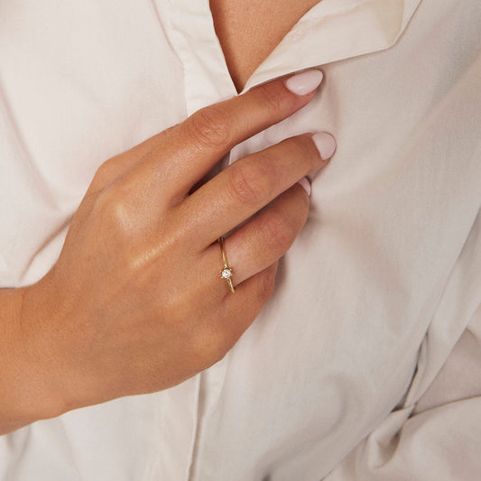 Vida ring i 585 gult gull med diamant 0,20 ct TWSI, bilde 2 av 3