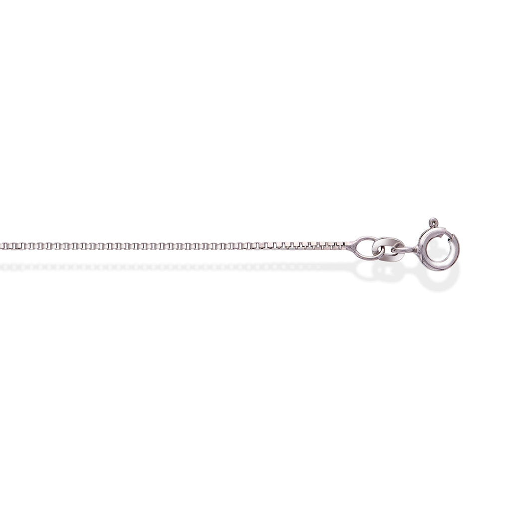 Veneziansk halskjede i 585 hvitt gull 1 mm, 42 cm