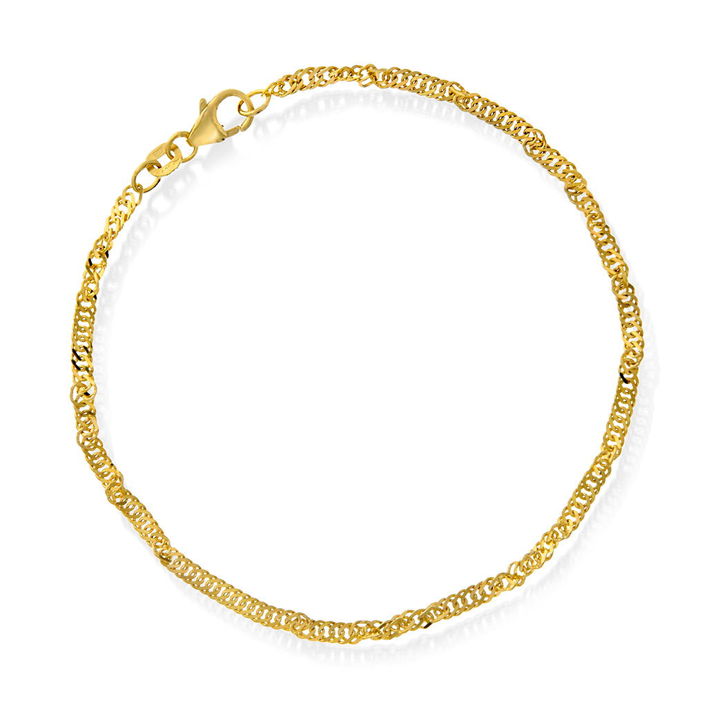 Singapore armbånd i 14 karat gult gull 2,4 mm, 18 cm