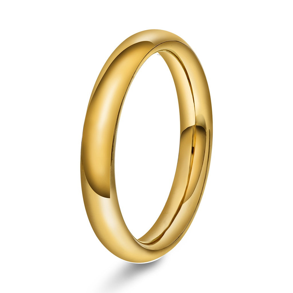 Ring i 14 karat gult gull, rund skinne 3,7 mm