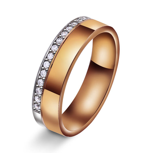 Forever giftering i 585 tofarget gull med diamant 0,14 ct, innvendig buet, bilde 2 av 2