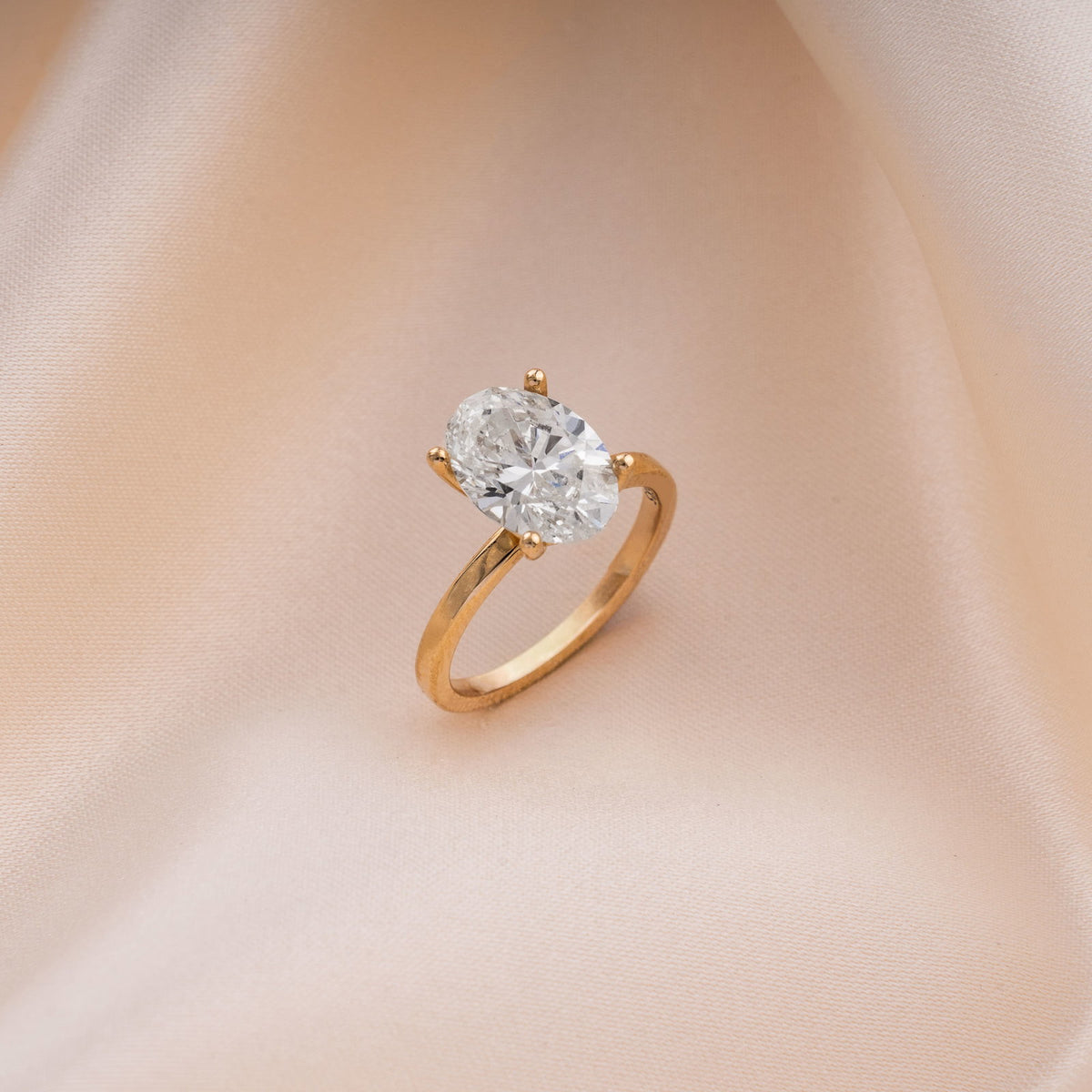 Gems ring i 14 karat gult gull med LAB-diamant 3,00 ct, 9 mm, bilde 2 av 2