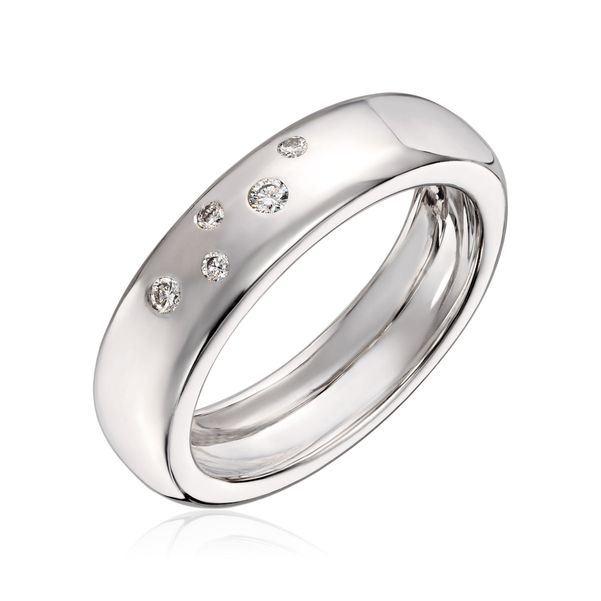 Visholm Design ring i 585 hvitt gull med diamant 0,07 ct, 5,5 mm