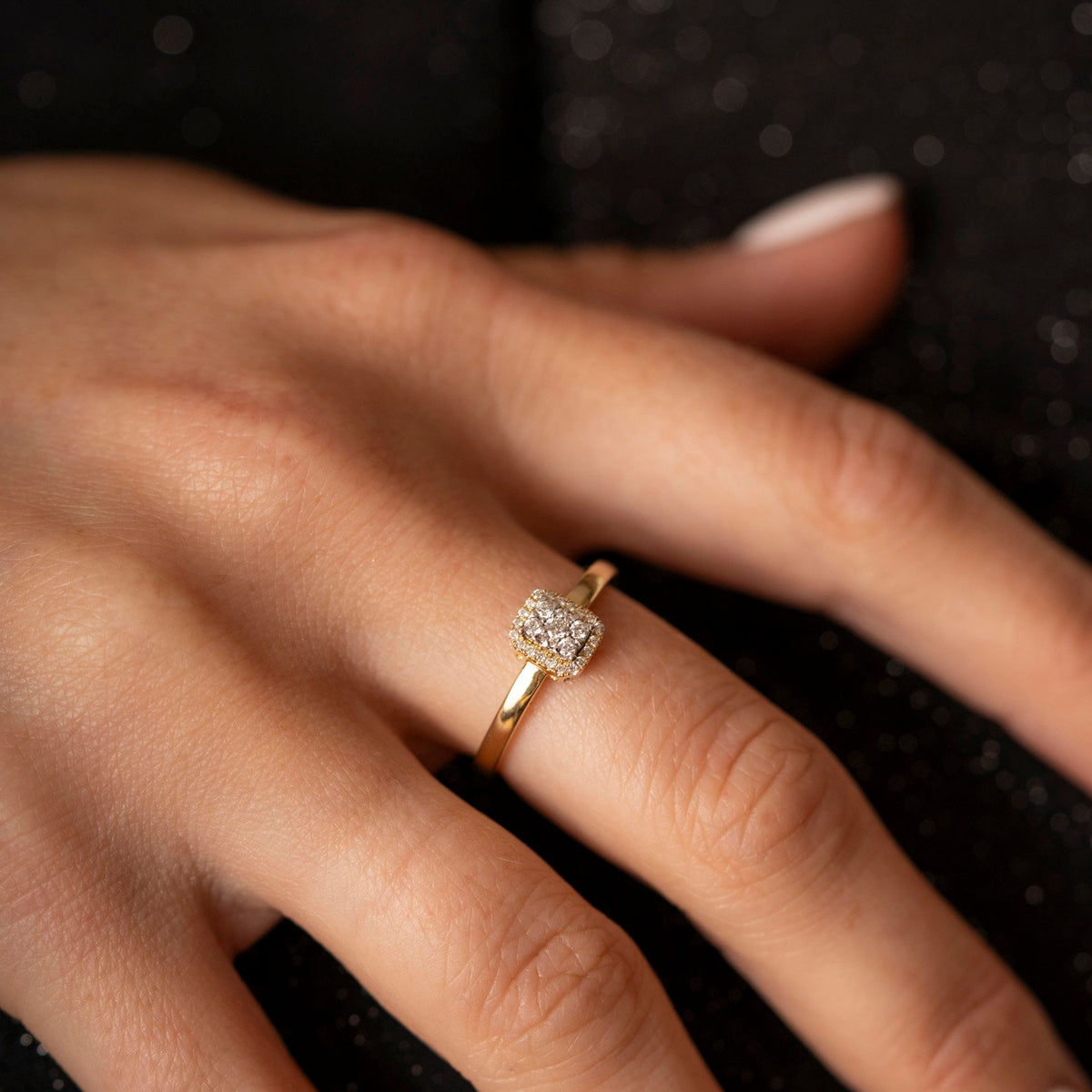 Ring i 14 karat gult gull med diamanter 6,8 mm, bilde 4 av 4