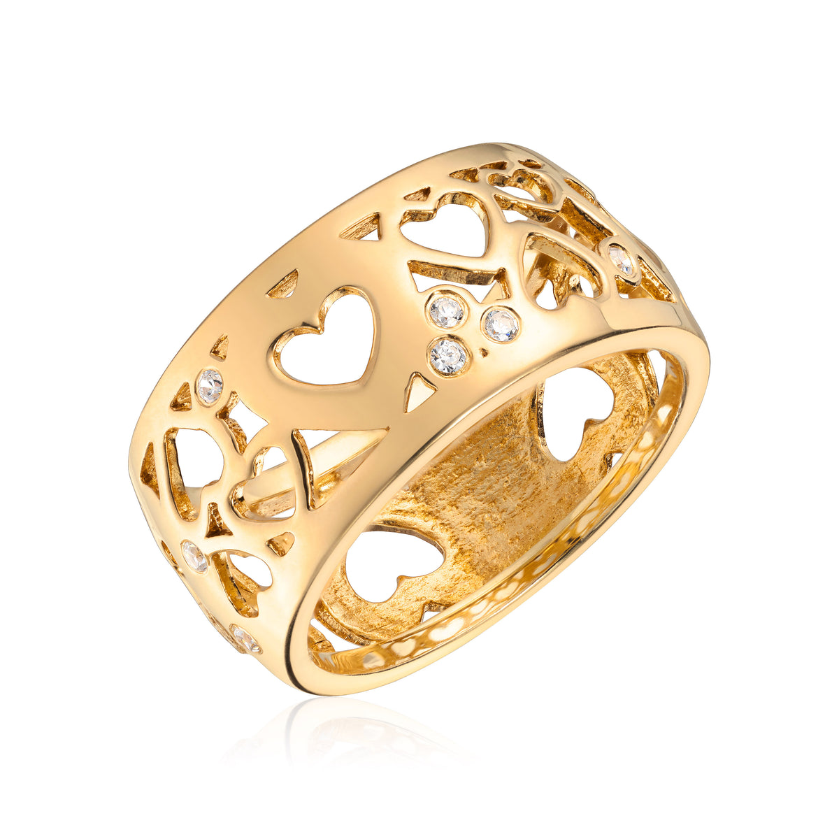 Visholm Design ring i 585 gult gull med diamant 0,08 ct, hjerte