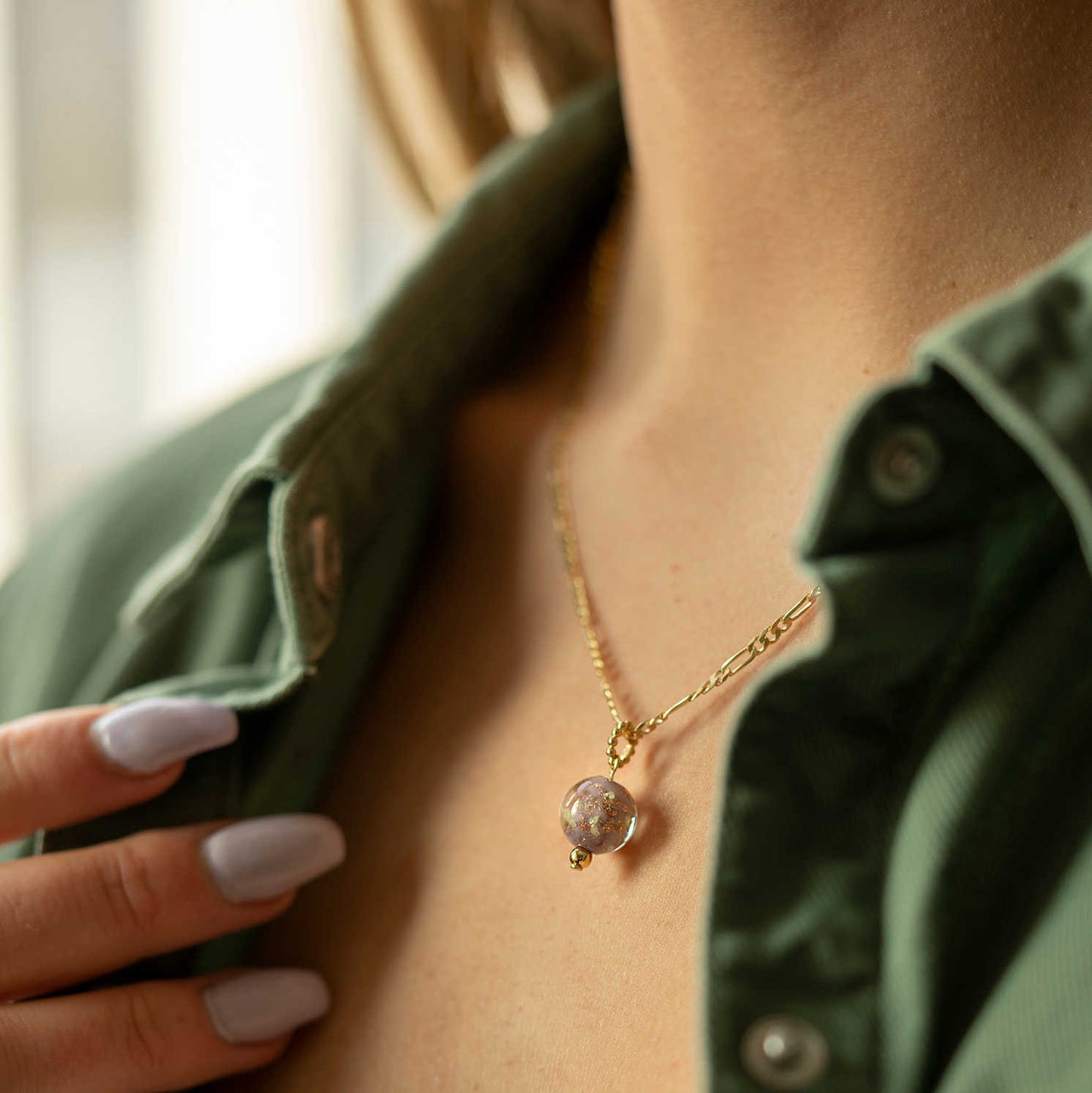 ANHENG I SØLV MED LILLA GLASS 991250