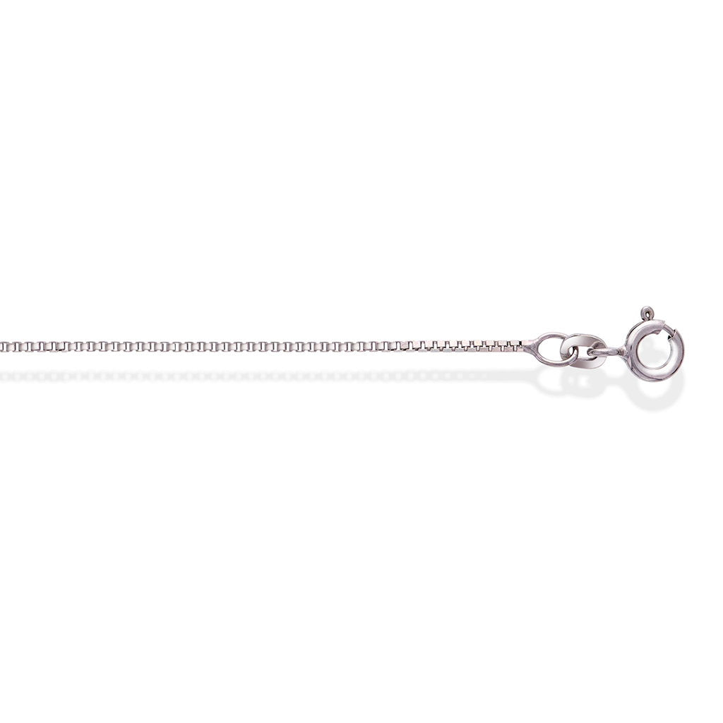 Veneziansk halskjede i 585 hvitt gull 1 mm, 50 cm