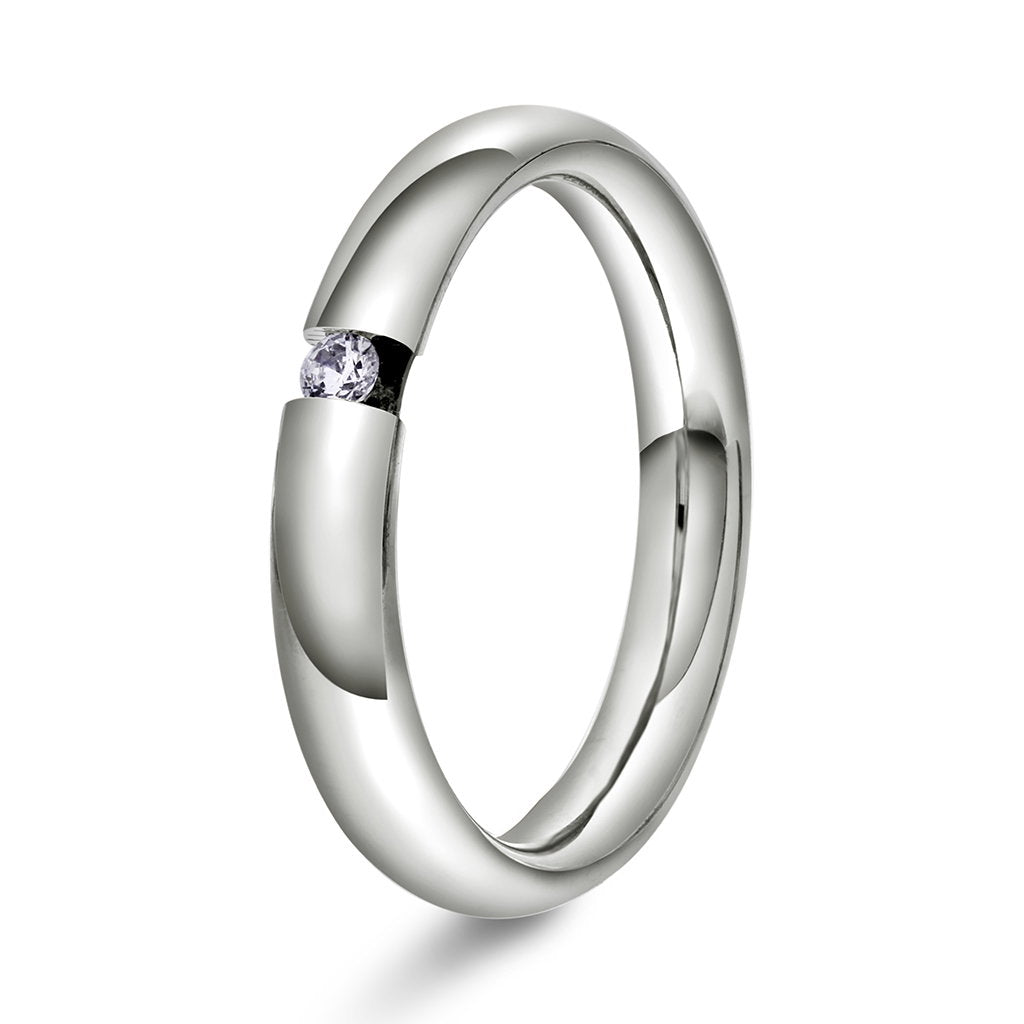 Ring i 14 karat gull med diamant 0,05 ct, buet skinne, bilde 2 av 2