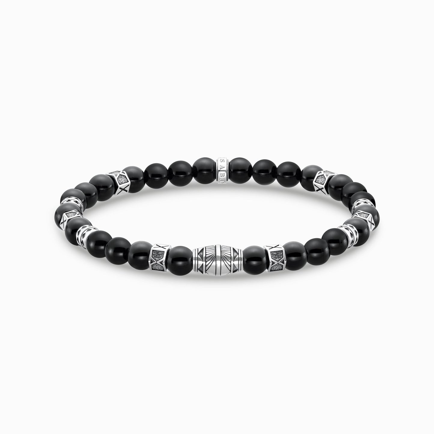 Armbånd med sorte onyx perler sølv A2087-507-11