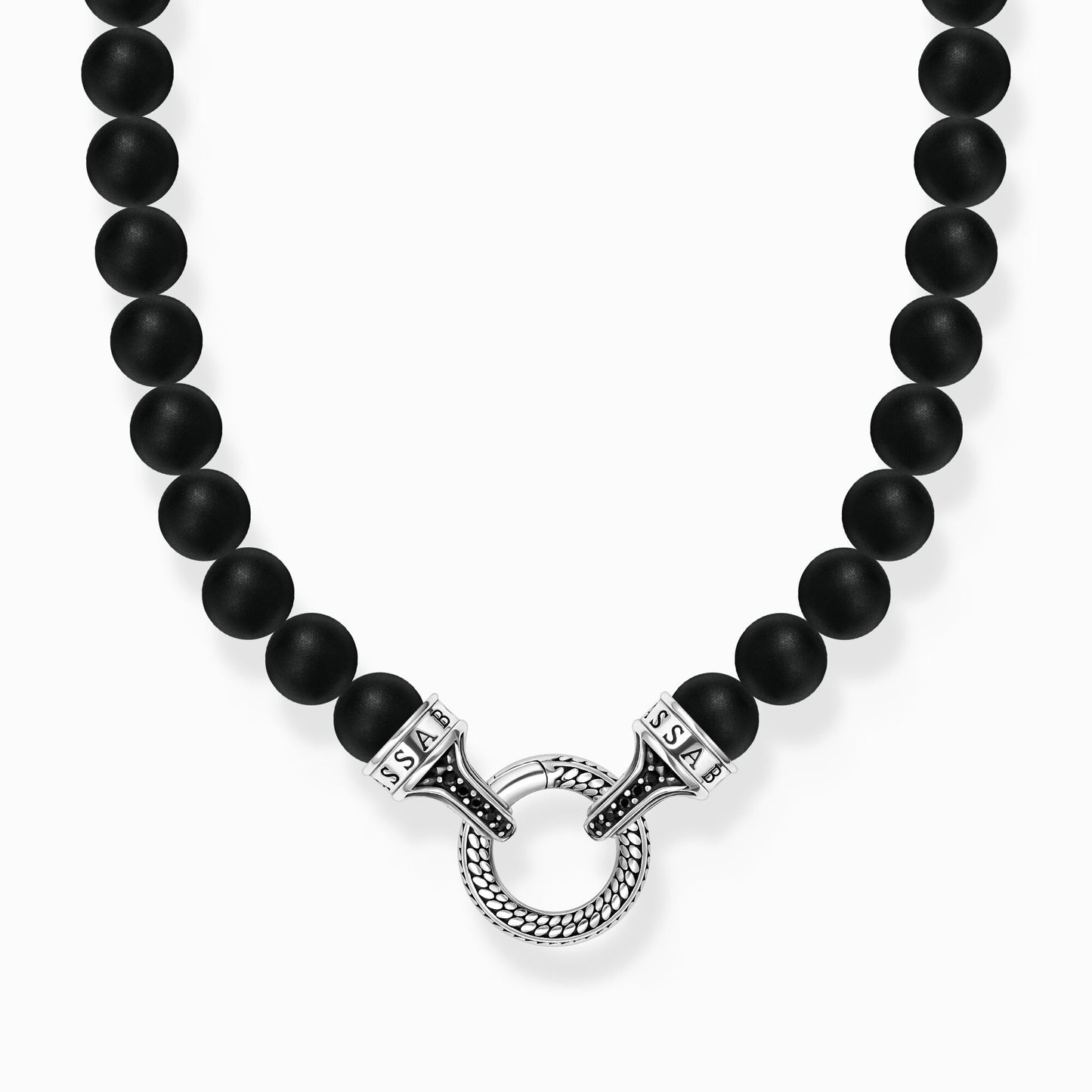 Sølvkjede med sorte obsidianperler KE2323-705-11