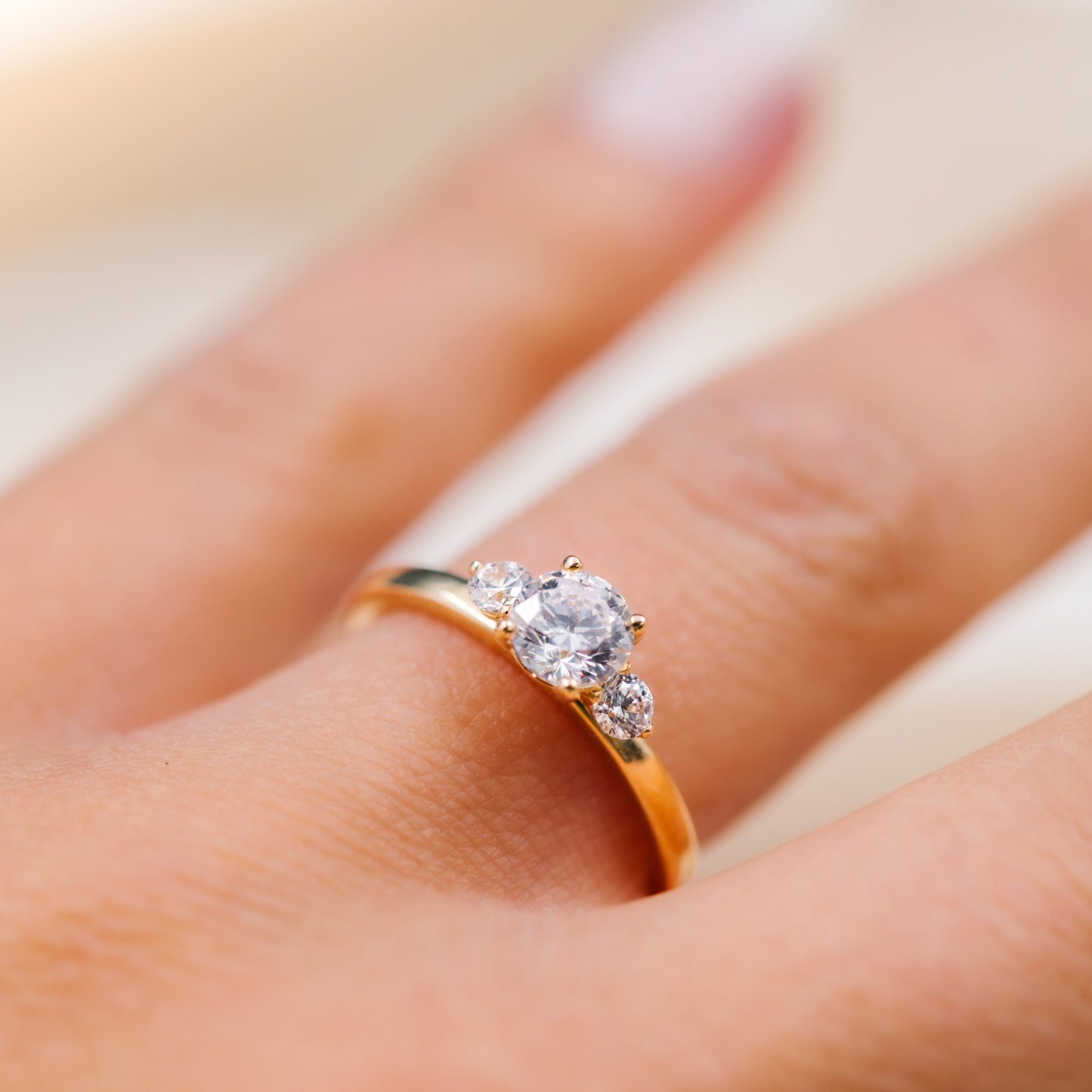 Princess ring gull LAB diamanter 0,95 ct N240621