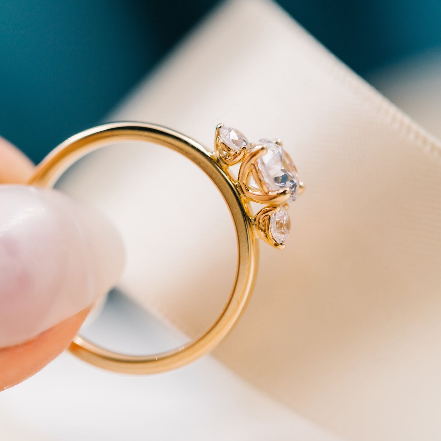 Princess ring gull LAB diamanter 0,95 ct N240621