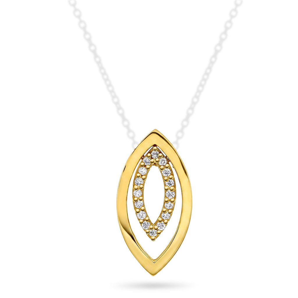 Anheng i 14 karat gult gull med diamanter 0,16 ct