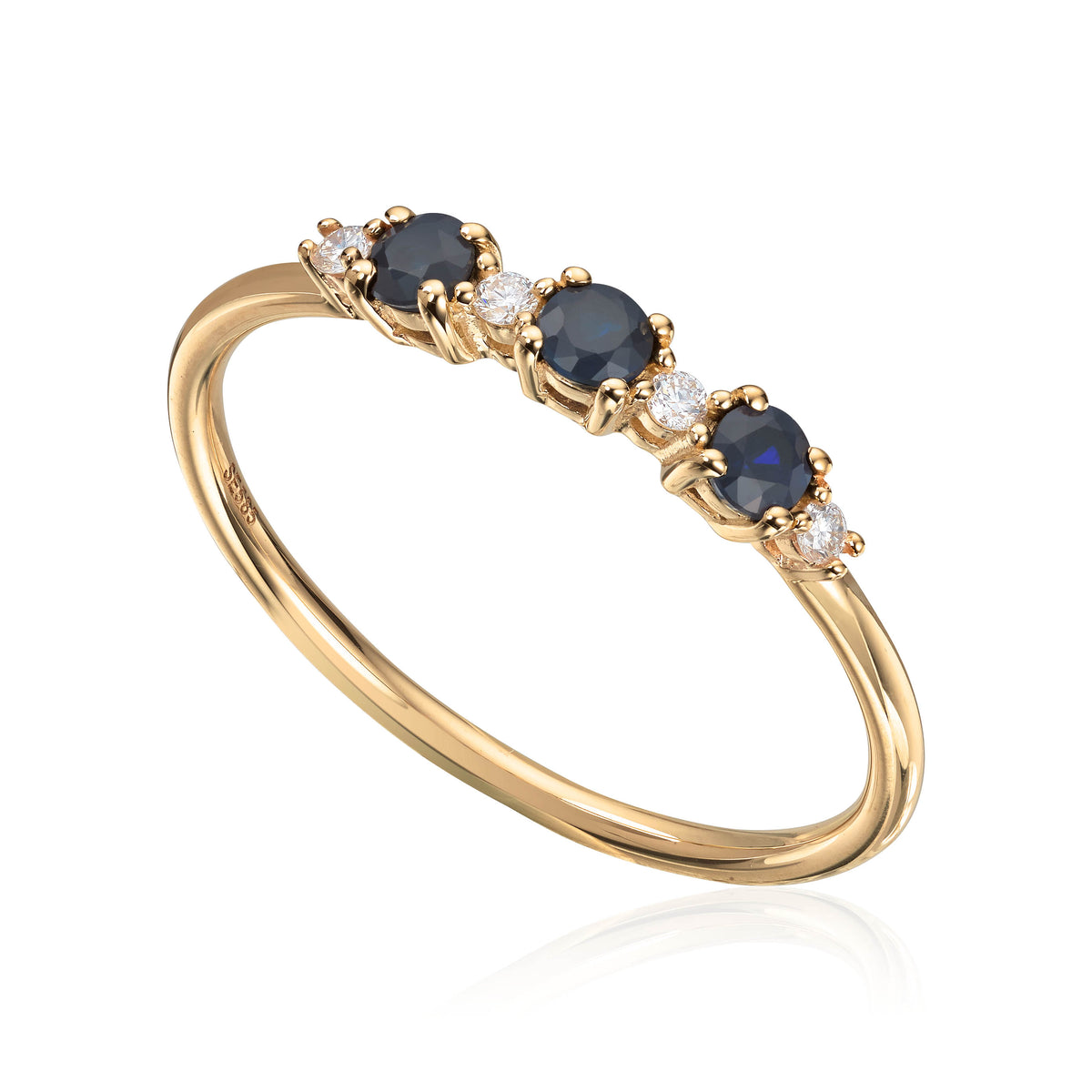 Carmen ring i 585 gult gull med diamant og safir