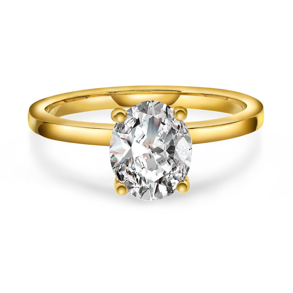 Gems ring i gult gull med laboratoriedyrket diamant, 9 mm