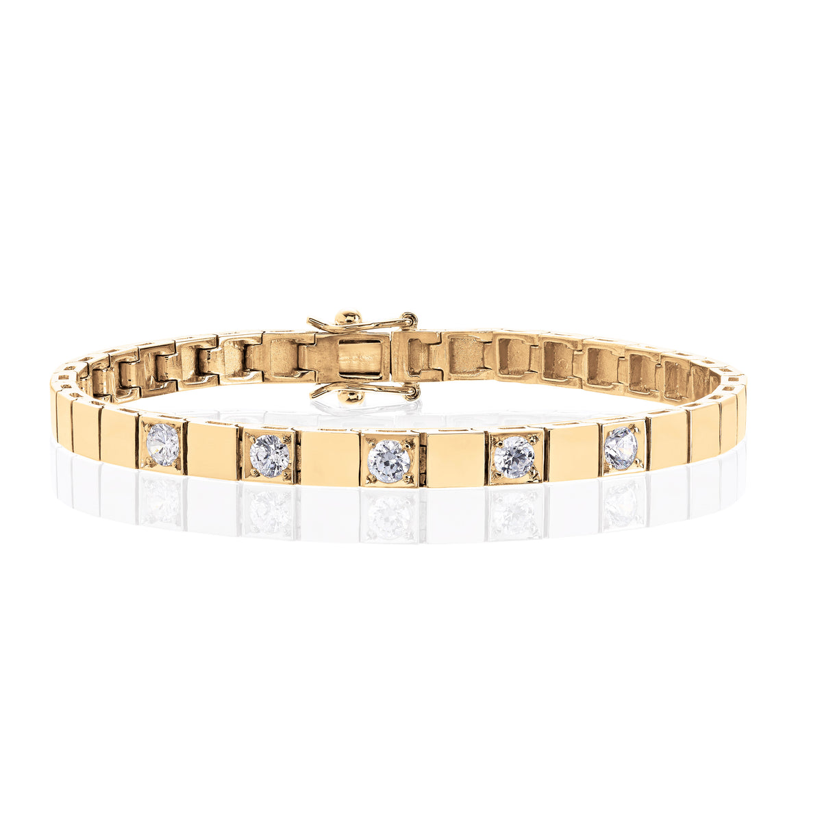Armbånd i 585 gult gull med diamanter 5 mm, 0,75 ct GTW/SI