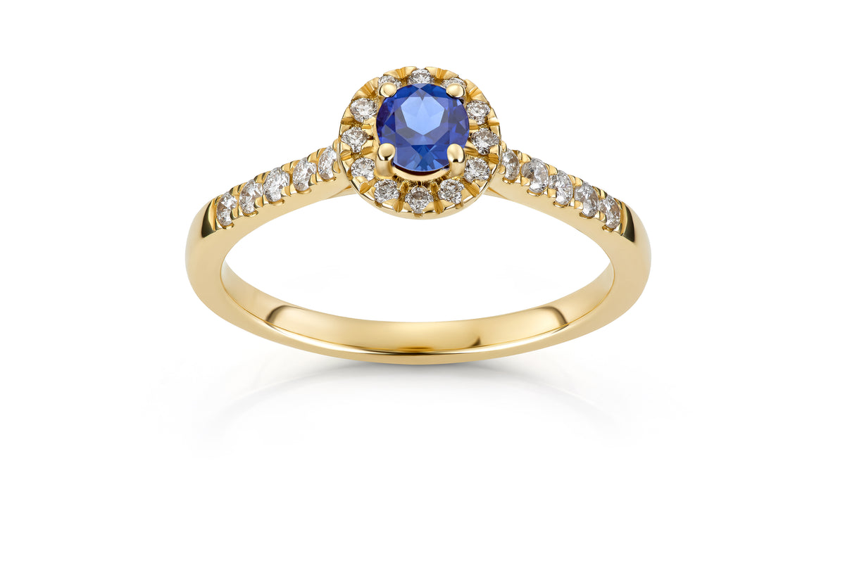 Svolder ring i 585 gull med safir og 0,26 ct diamanter, bilde 2 av 2