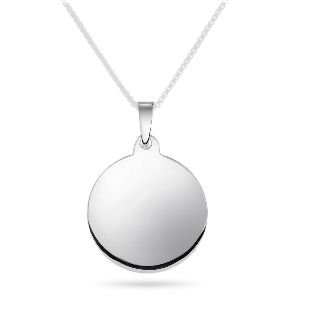 Anheng i 585 hvitt gull, rund plate 19 mm
