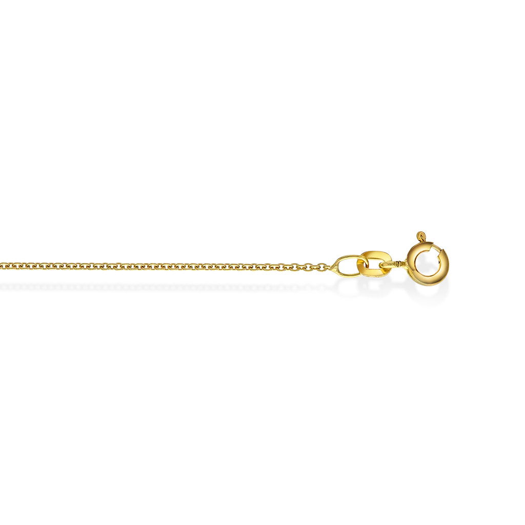 Halskjede i 585 gult gull, rund anker 1,1 mm, 34 cm