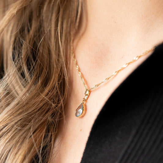 Anheng i gull med blå topas dråpe 2625176 - 37 - Bjerveur.noAnheng i gull med blå topas dråpe 2625176 - 37