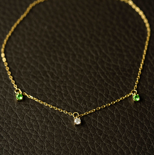 ANKELKJEDE I SØLV MED GRØNN OG HVIT ZIRK 44491.25 - Bjerveur.noANKELKJEDE I SØLV MED GRØNN OG HVIT ZIRK 44491.25