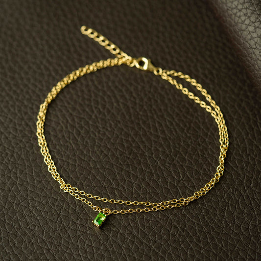 ANKELKJEDE I SØLV MED GRØNN ZIRKONIA 25 44488.25 - Bjerveur.noANKELKJEDE I SØLV MED GRØNN ZIRKONIA 25 44488.25