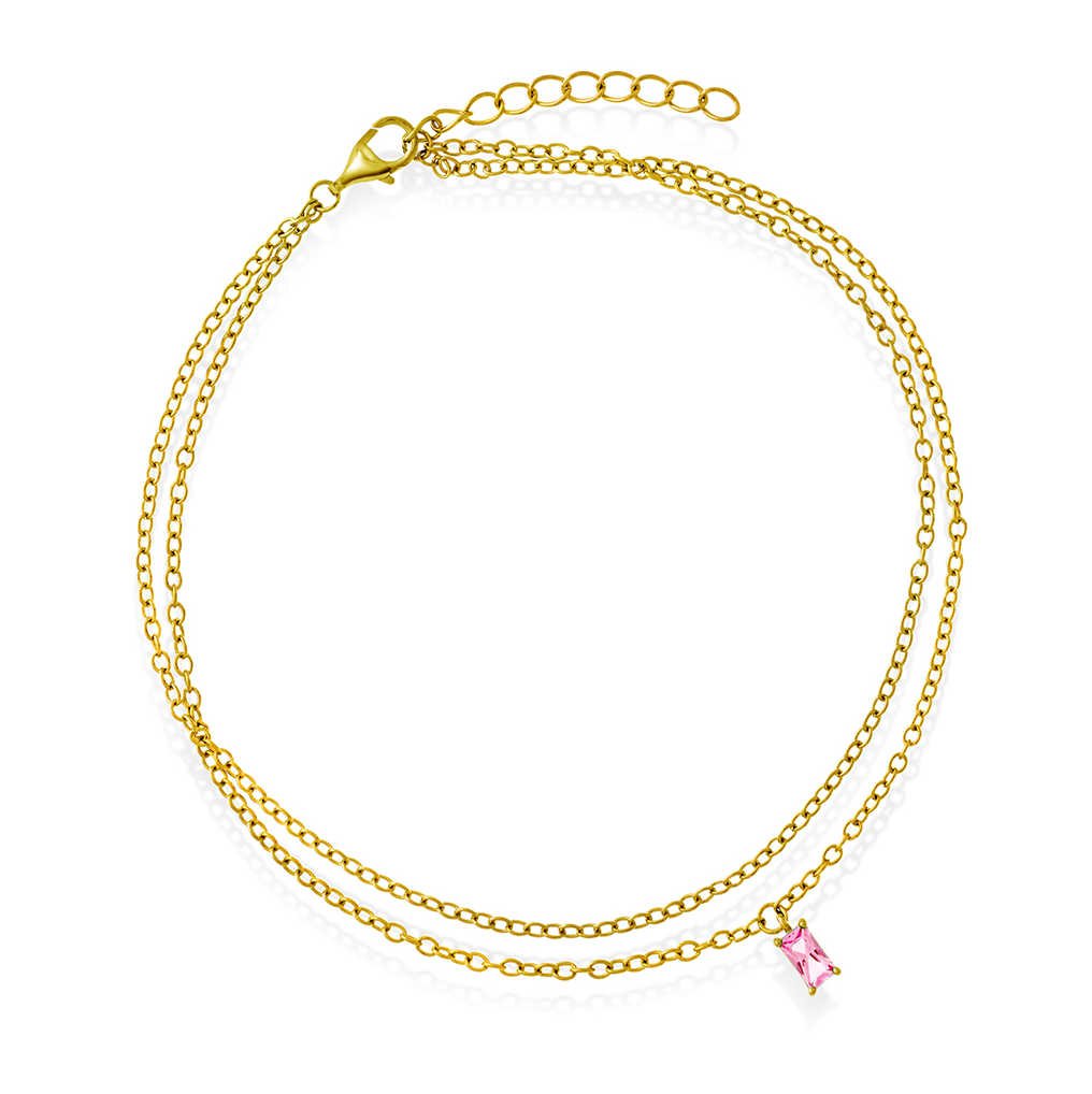ANKELKJEDE I SØLV MED ROSA ZIRKONIA 25 C 44490.25 - Bjerveur.noANKELKJEDE I SØLV MED ROSA ZIRKONIA 25 C 44490.25