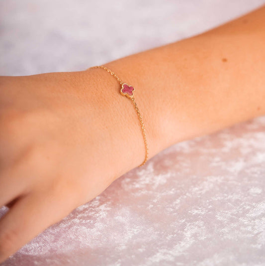 Armbånd i sølv med rosa kløver 992252 - Bjerveur.noArmbånd i sølv med rosa kløver 992252