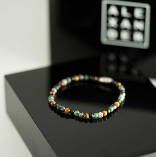 ARMBÅND I STÅL MED GRØNN PERLEMIX 972566 - Bjerveur.noARMBÅND I STÅL MED GRØNN PERLEMIX 972566