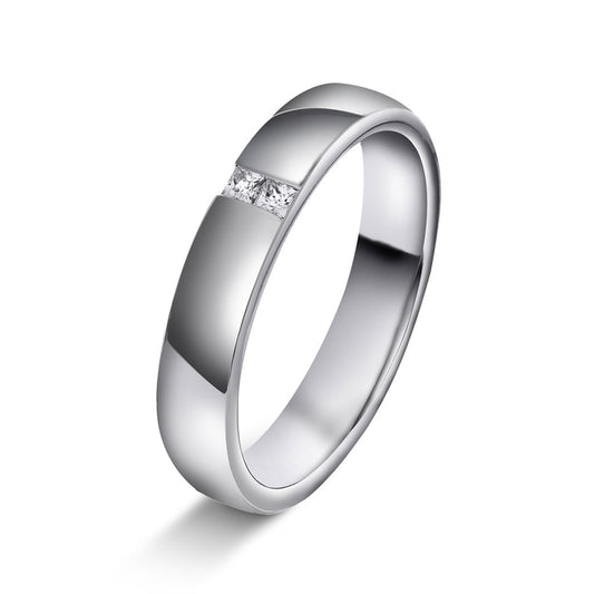 Forever giftering i 585 gull med diamant 0,06 ct, innvendig buet, 4 mm, bilde 2 av 3