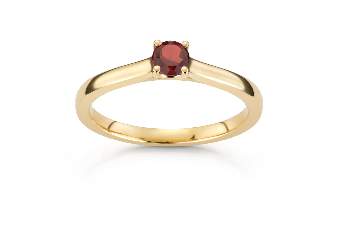 Svolder ring i 585 gull med diamant 0,01 ct og granat, bilde 2 av 2