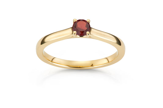 Svolder ring i 585 gull med diamant 0,01 ct og granat, bilde 2 av 2