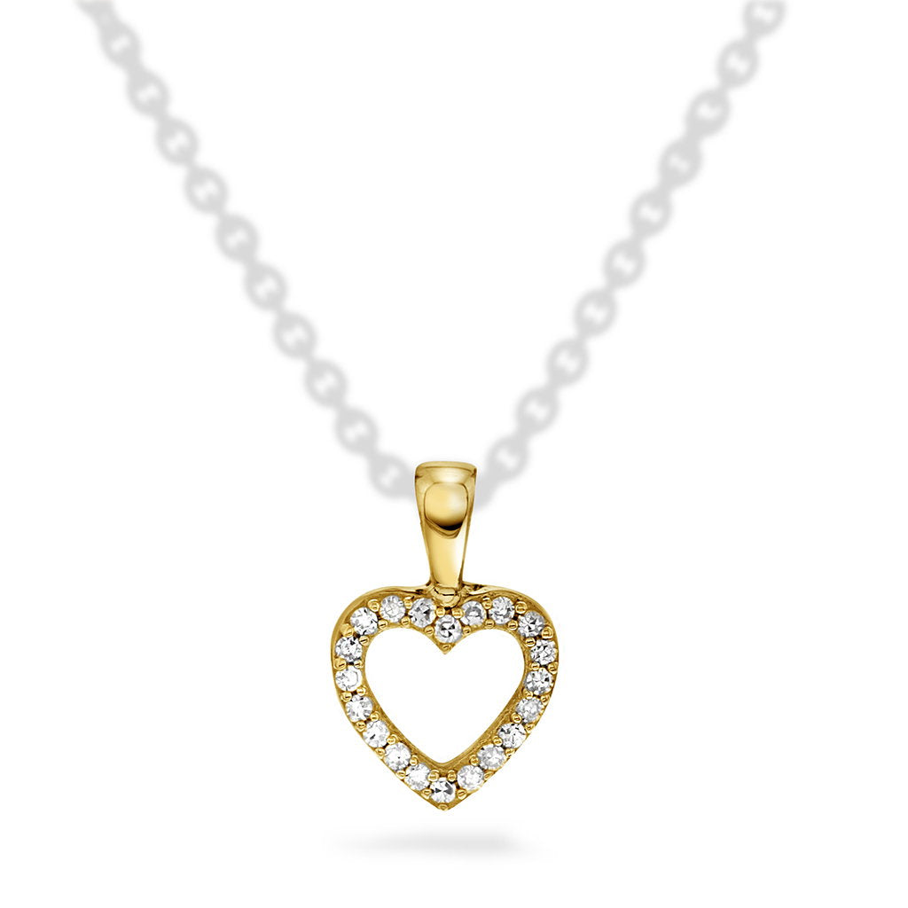 Anheng i 14 karat gult gull med diamant 0,04 ct