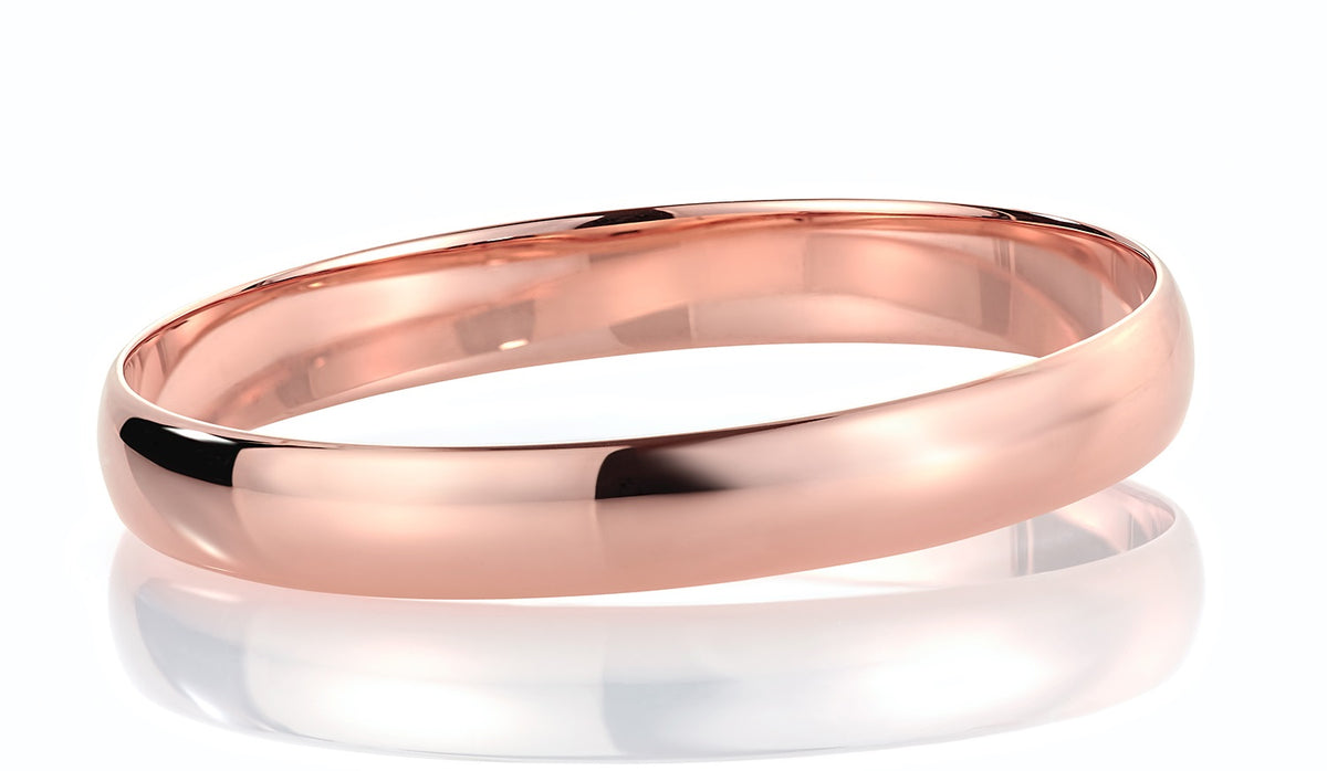 Armring i 585 rosé gull, buet profil, 10 mm, størrelse 62
