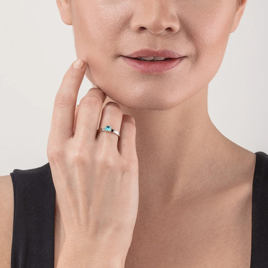 Brilliant Square liten ring sølv aqua 050140201752 - Bjerveur.noBrilliant Square liten ring sølv aqua 050140201752