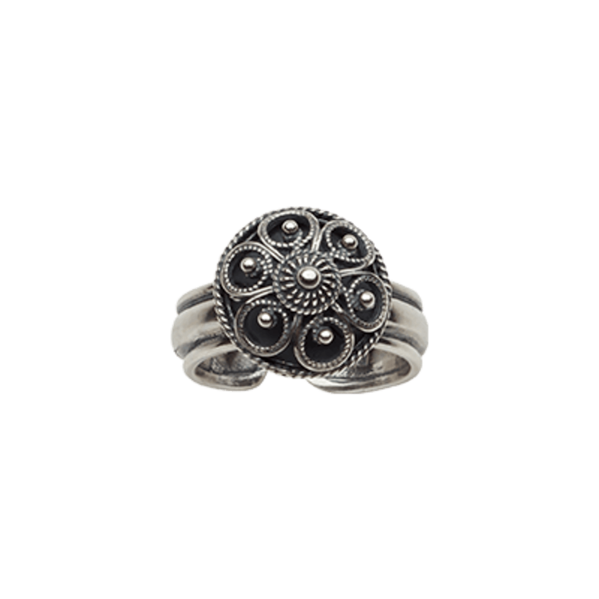Bunadsring filigran med botn, oksidert 372100