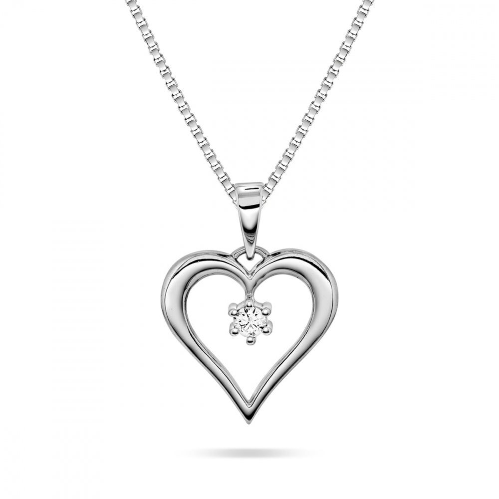 Anheng med diamant, hjerte 0,08 ct