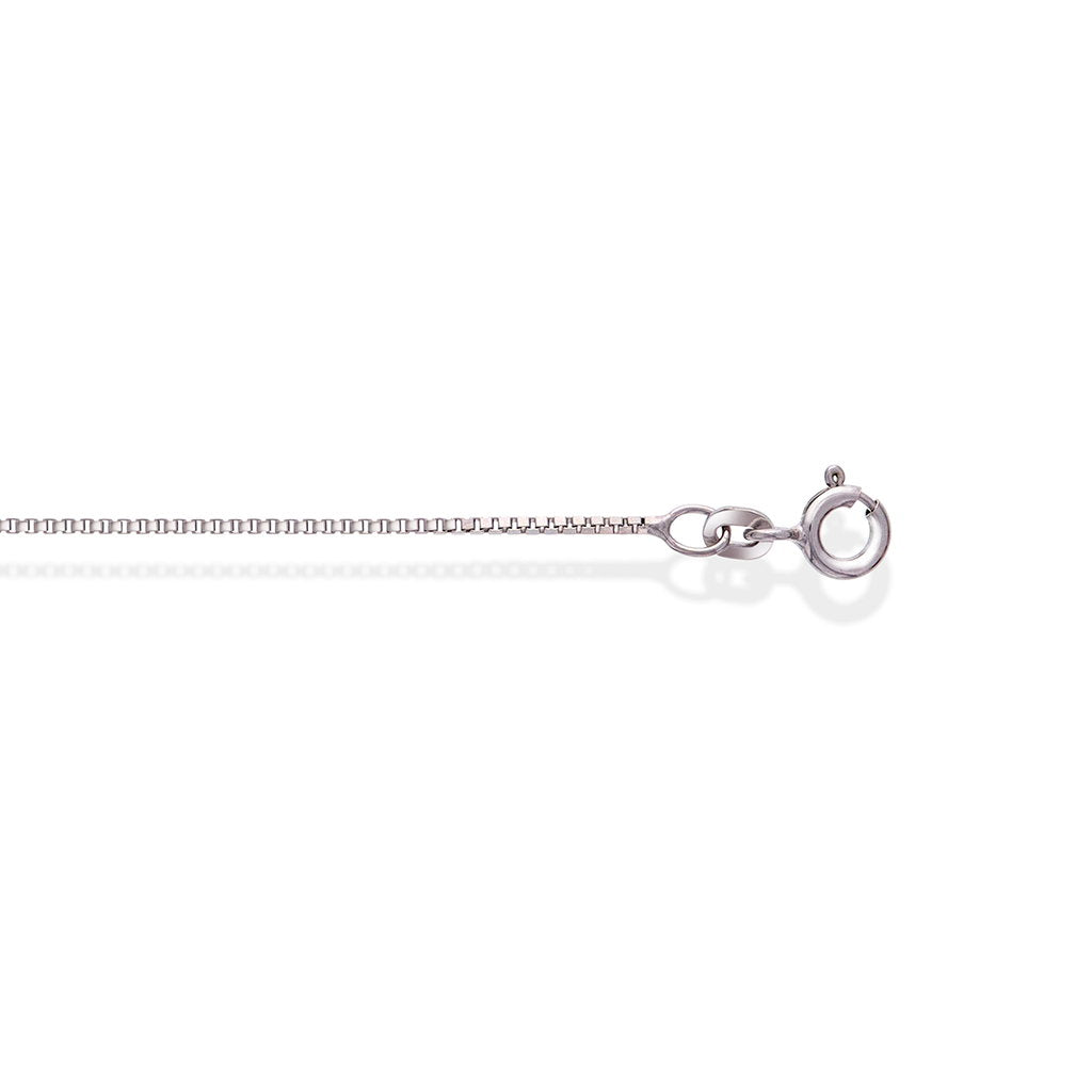 Veneziansk halskjede i 585 hvitt gull 1 mm, 36 cm