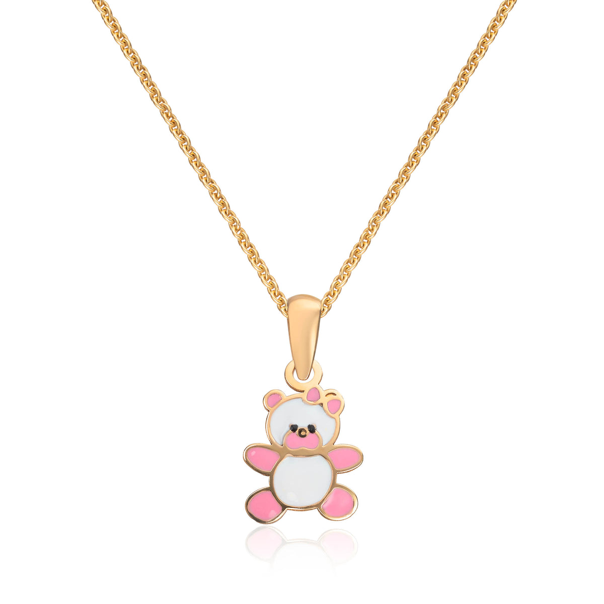 Gullungen anheng i 585 gult gull, rosa bamse 8,38 mm