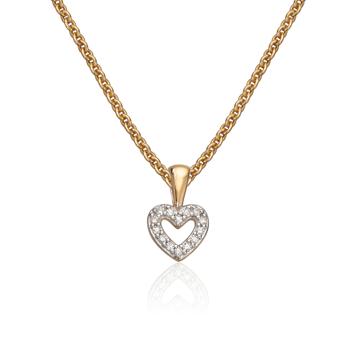 Carmen anheng i 585 gult gull med diamant, hjerte 5,3 x 8,5 mm