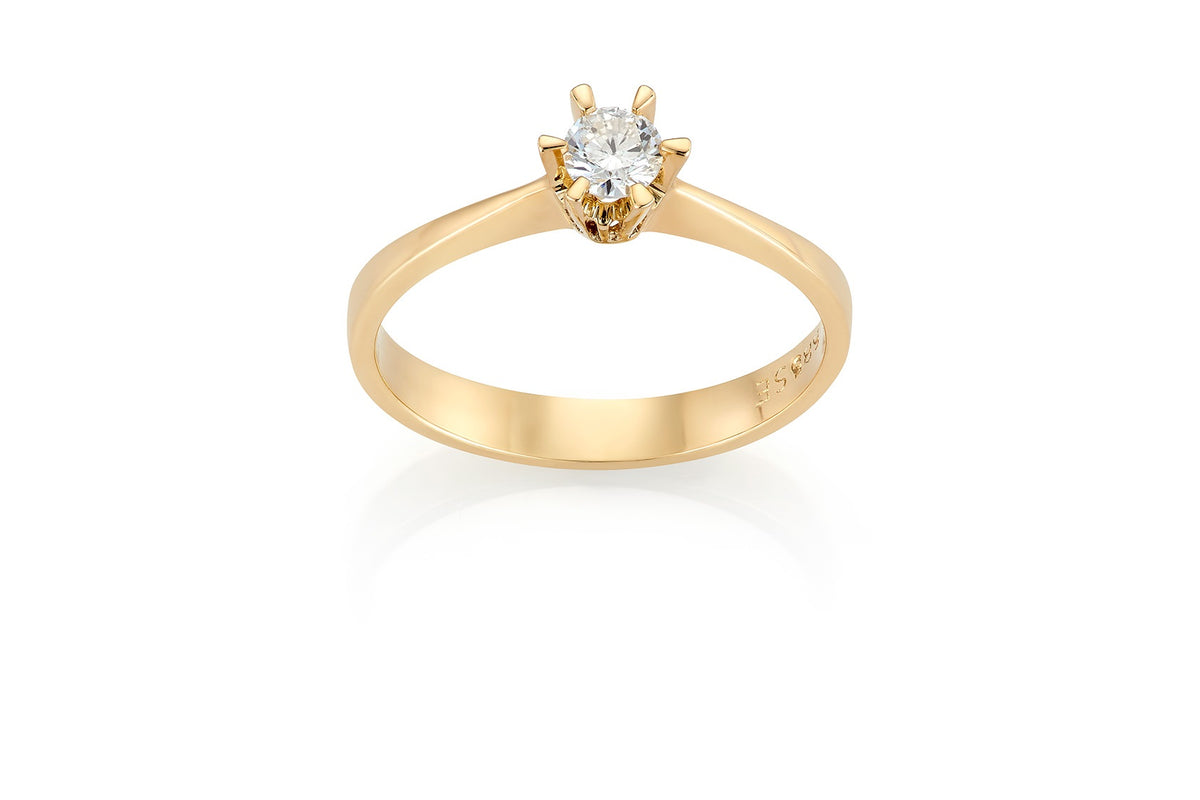 Svolder ring i 585 gull med diamant 0,25 ct, klarhet VS