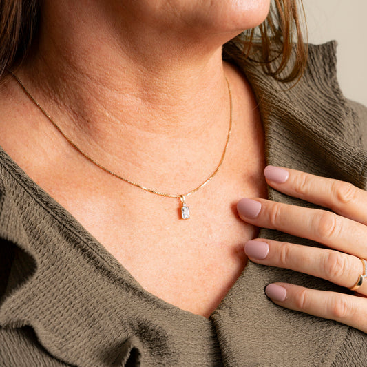 Anheng i 585 gult gull med glass og zirkonia, bilde 2 av 4