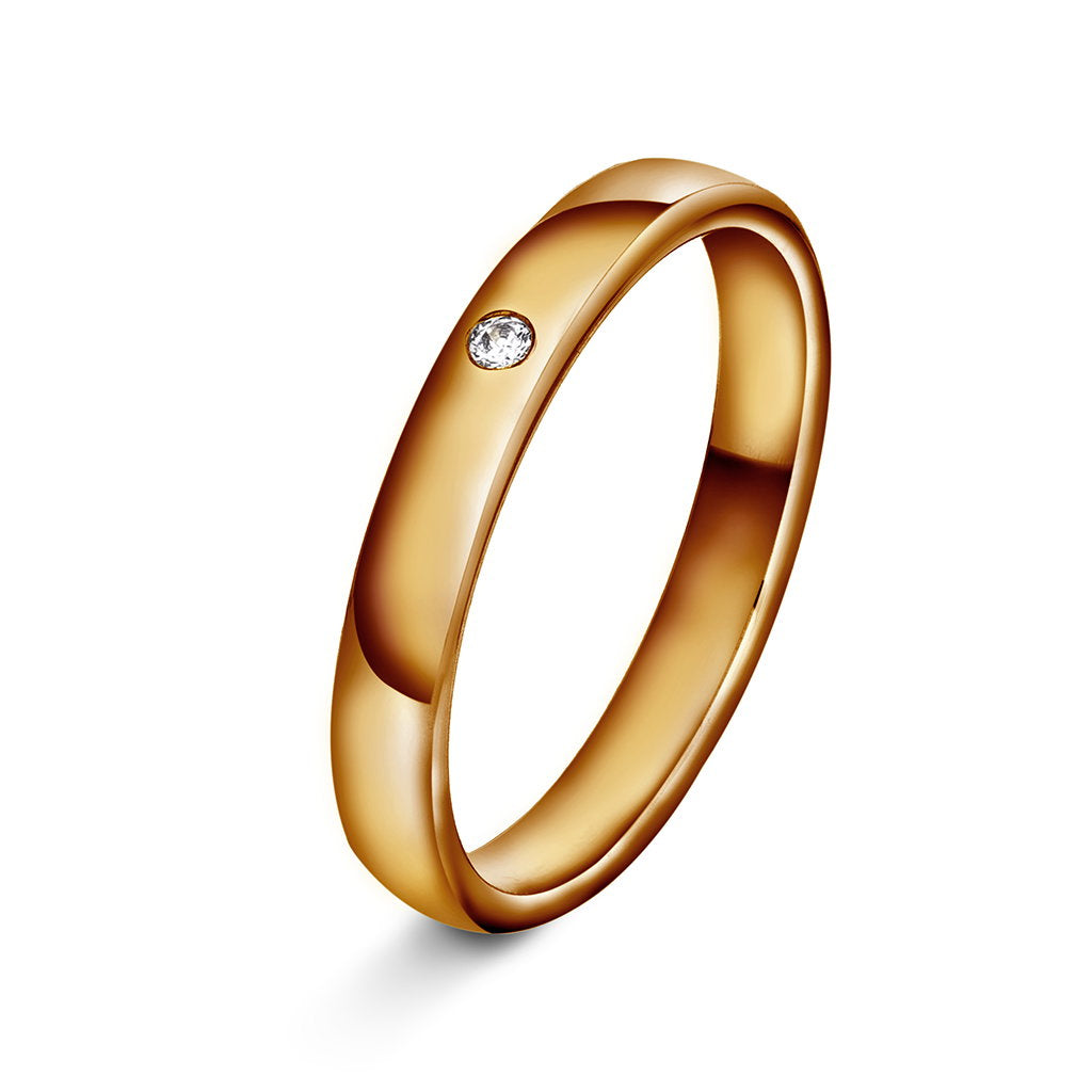 Forever giftering i 14 karat gull med diamant 0,02 ct, 3 mm, bilde 3 av 3