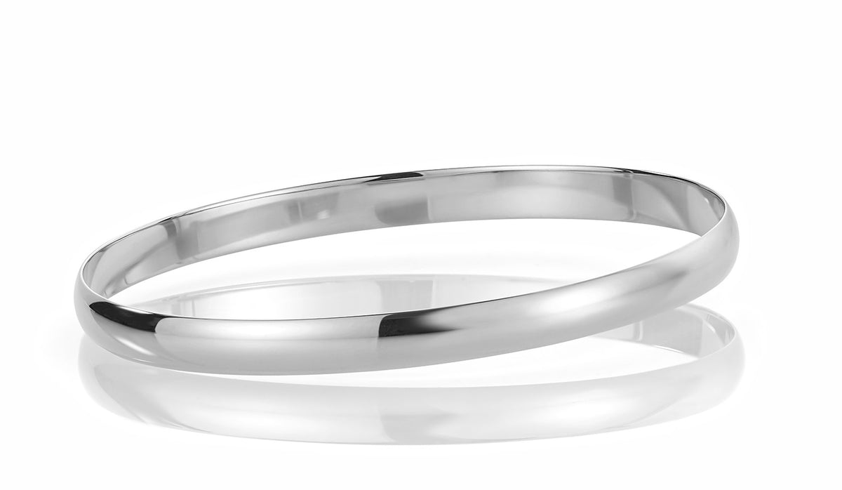 Armring i 585 hvitt gull, buet profil, 6 mm, størrelse 63