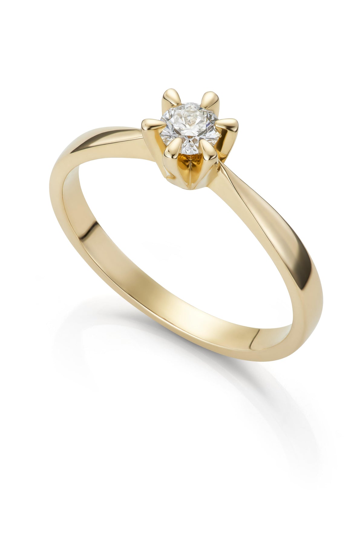 Svolder ring i 585 gult gull med diamant 1 ct