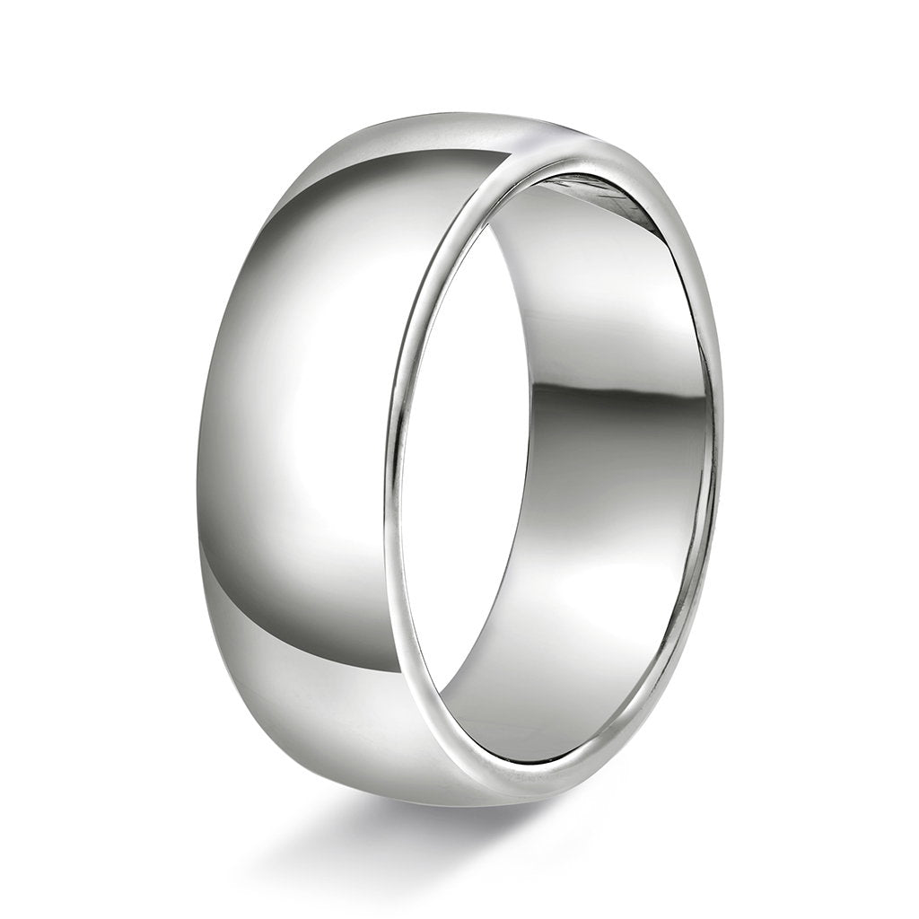 Ring i 14 karat hvitt gull, hvelvet/flat, polert, bilde 6 av 6