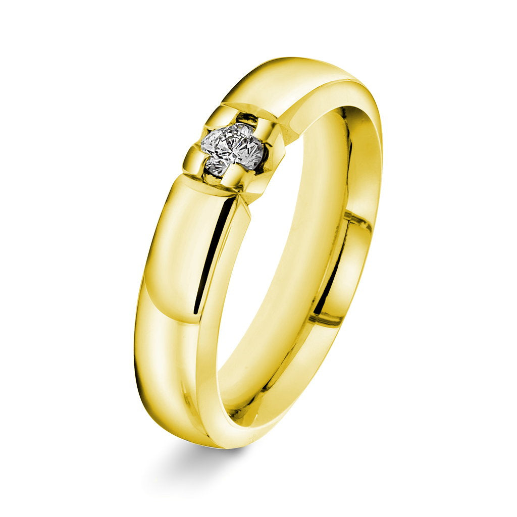 Beta ring i gult gull med diamant 0,15 ct