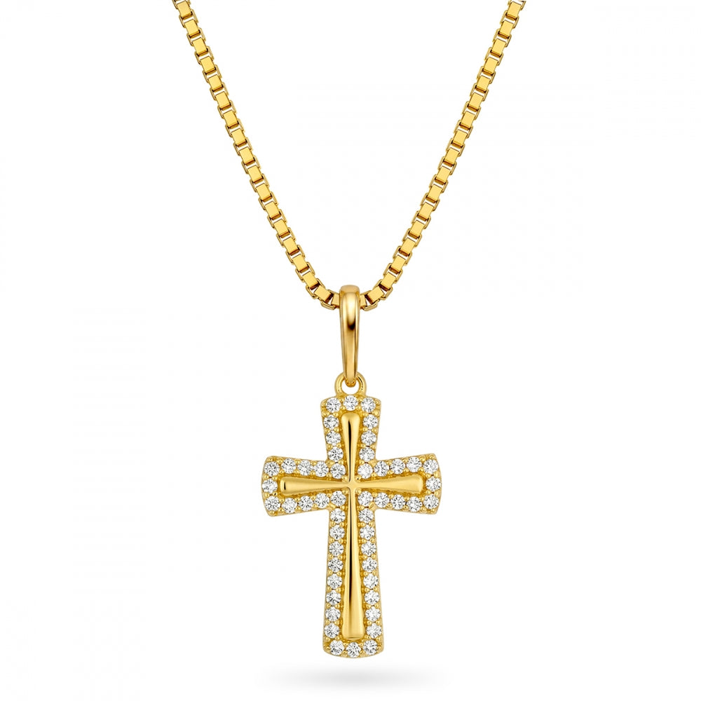 Anheng i gult gull med kors, høyde 18 mm